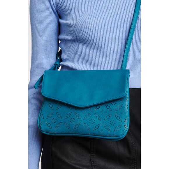 Moda Luxe Teal Tate Perf Crossbody Bag - Picture 1 of 11